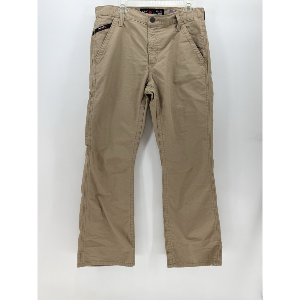 Ariat FR Jeans Men's Relaxed Boot M4 Flame Resistant Khaki/Tan Pants Size 32x30